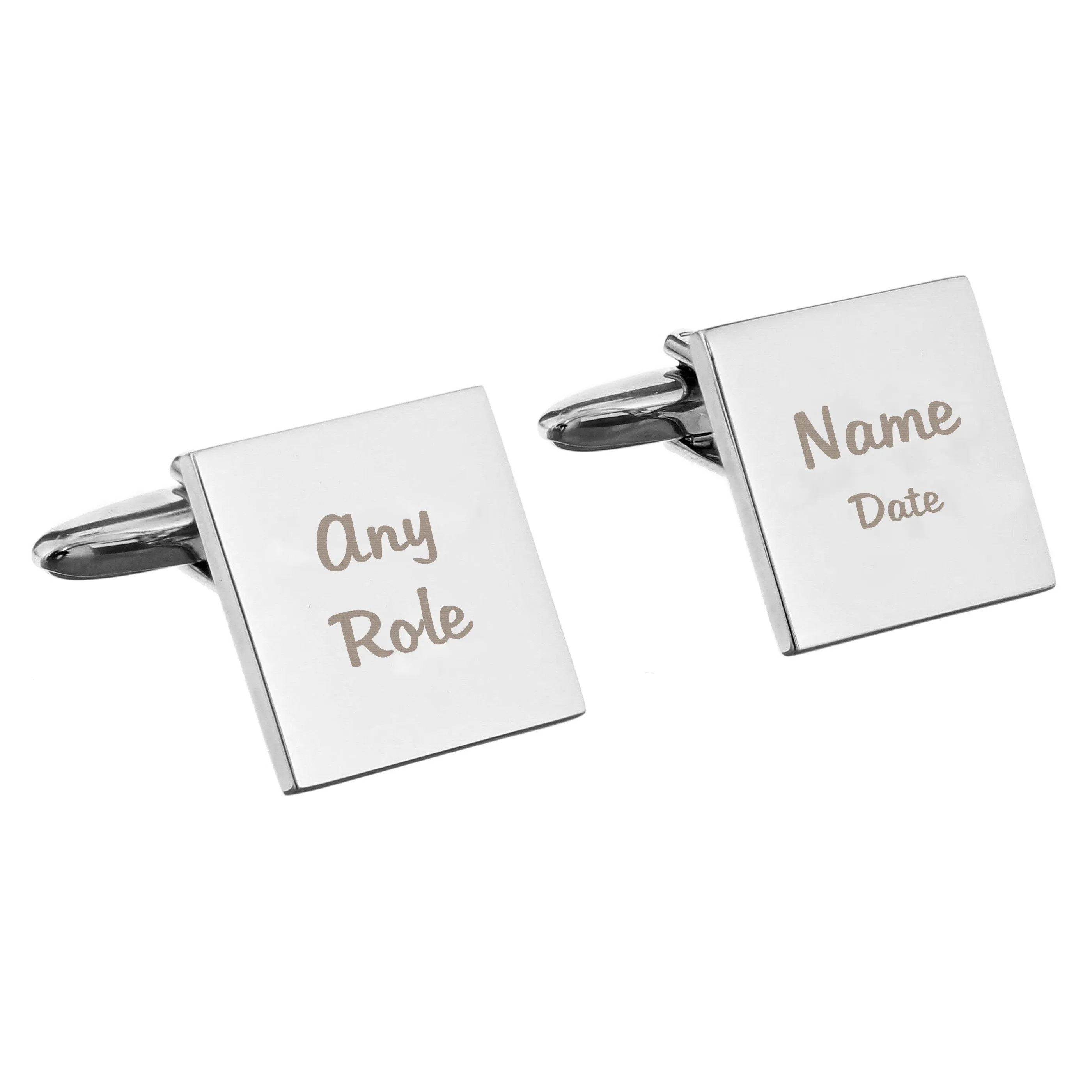 Personalised Wedding Role Square Cufflinks - 2 Line