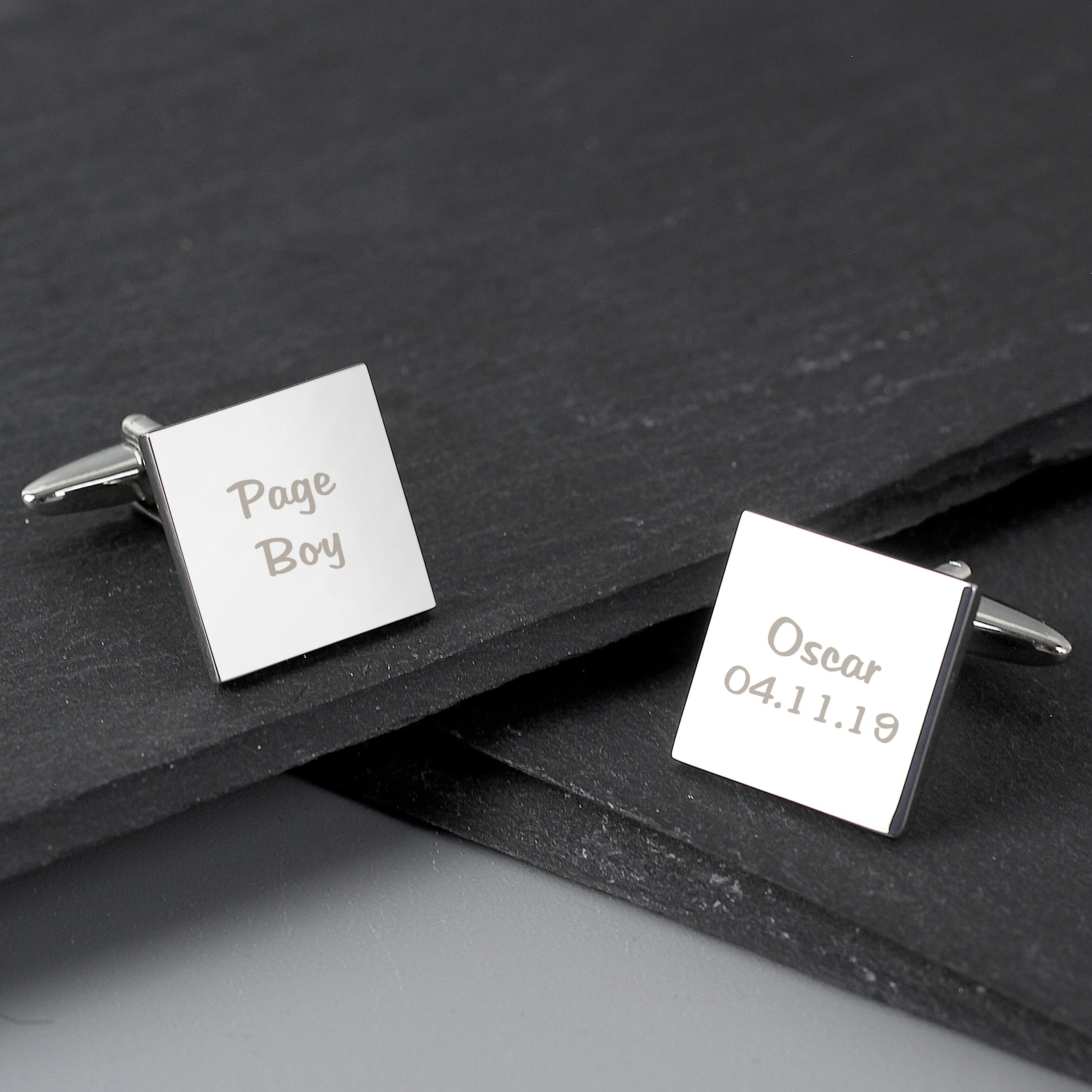 Personalised Wedding Role Square Cufflinks - 2 Line