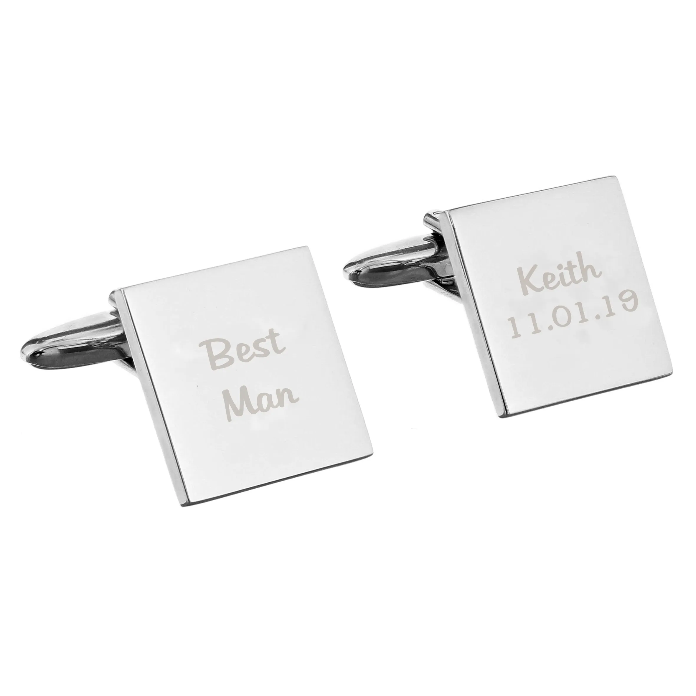 Personalised Wedding Role Square Cufflinks - 2 Line