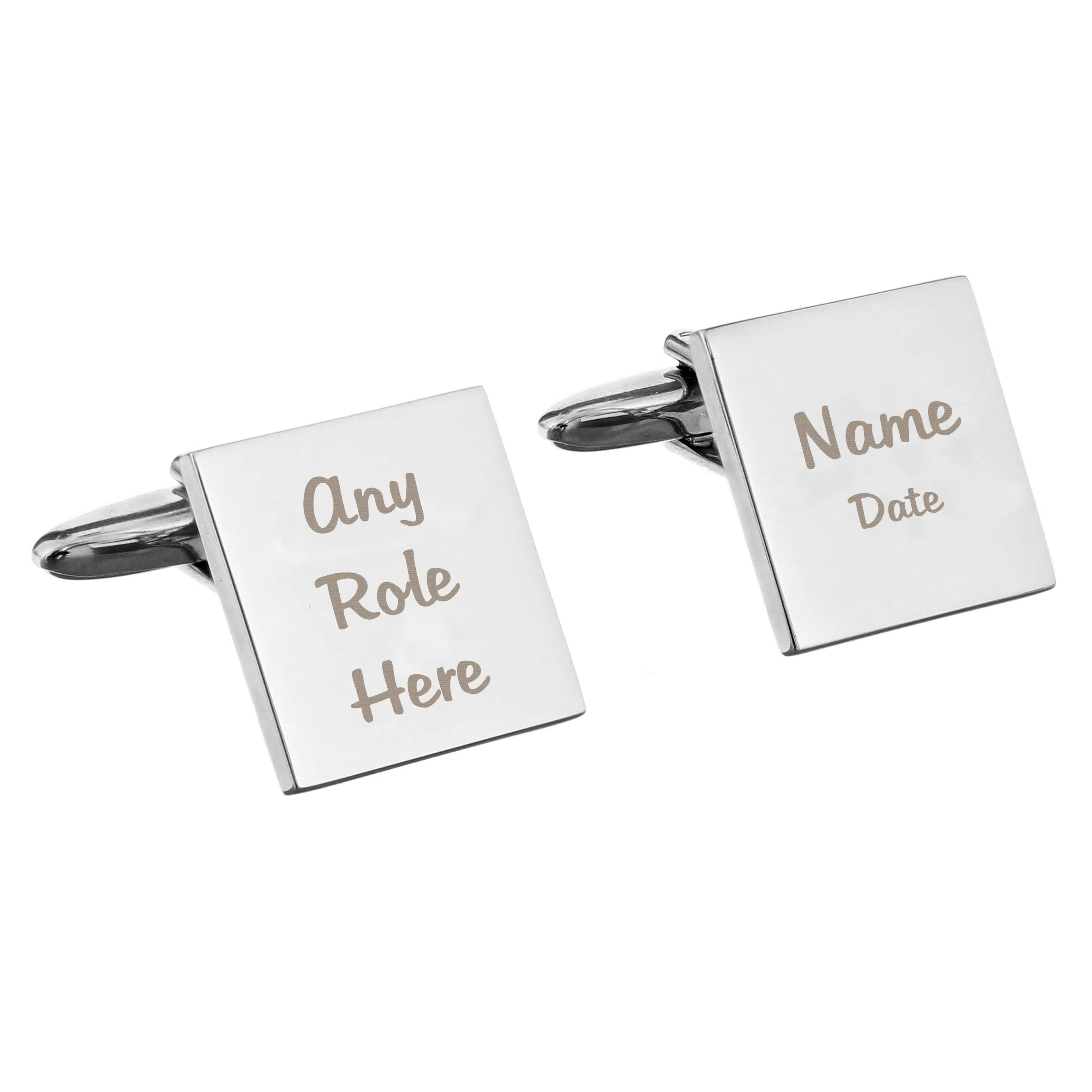 Personalised Wedding Role Square Cufflinks -3 Lines