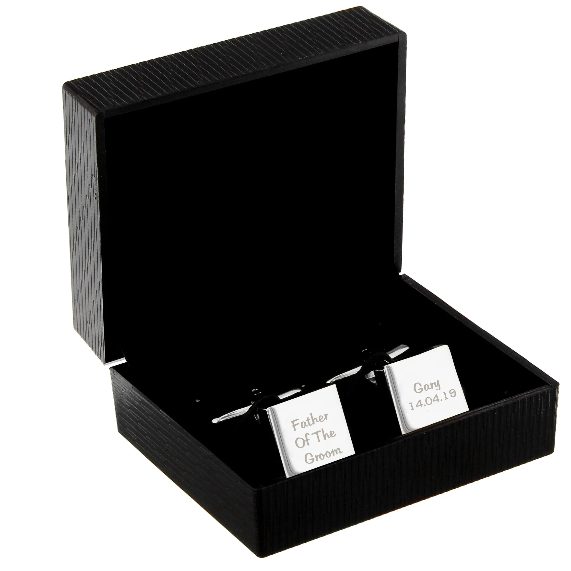 Personalised Wedding Role Square Cufflinks -3 Lines
