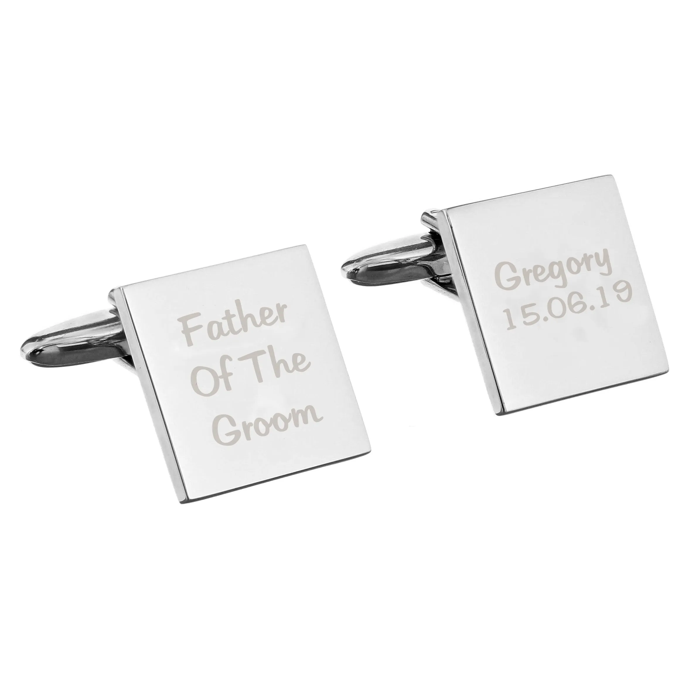Personalised Wedding Role Square Cufflinks -3 Lines