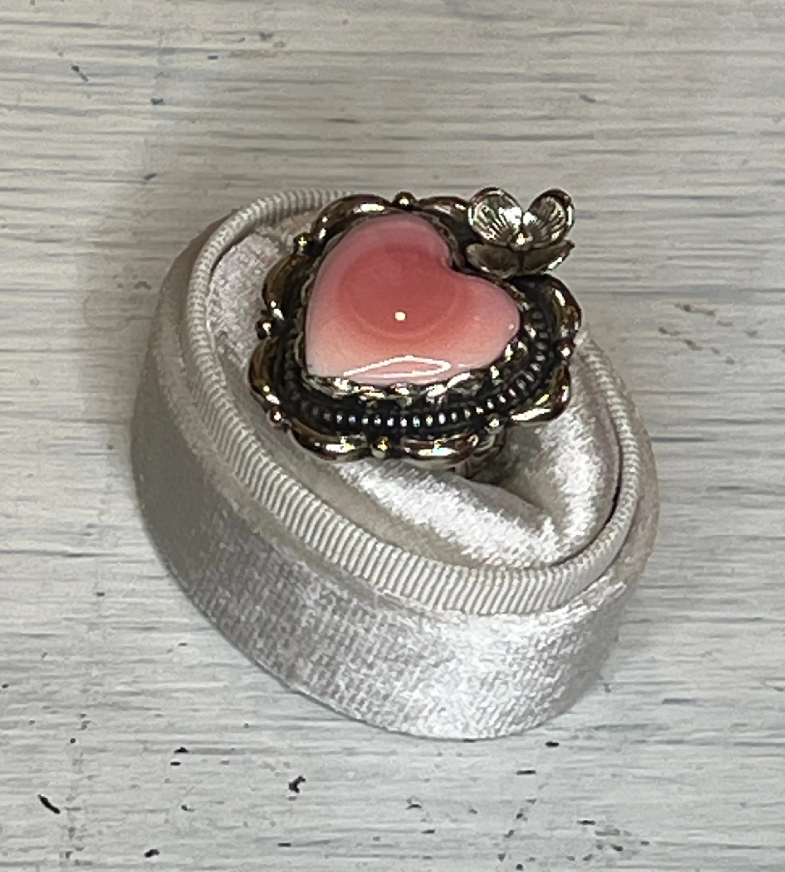 Pink Heart Adjustable Ornate Ring