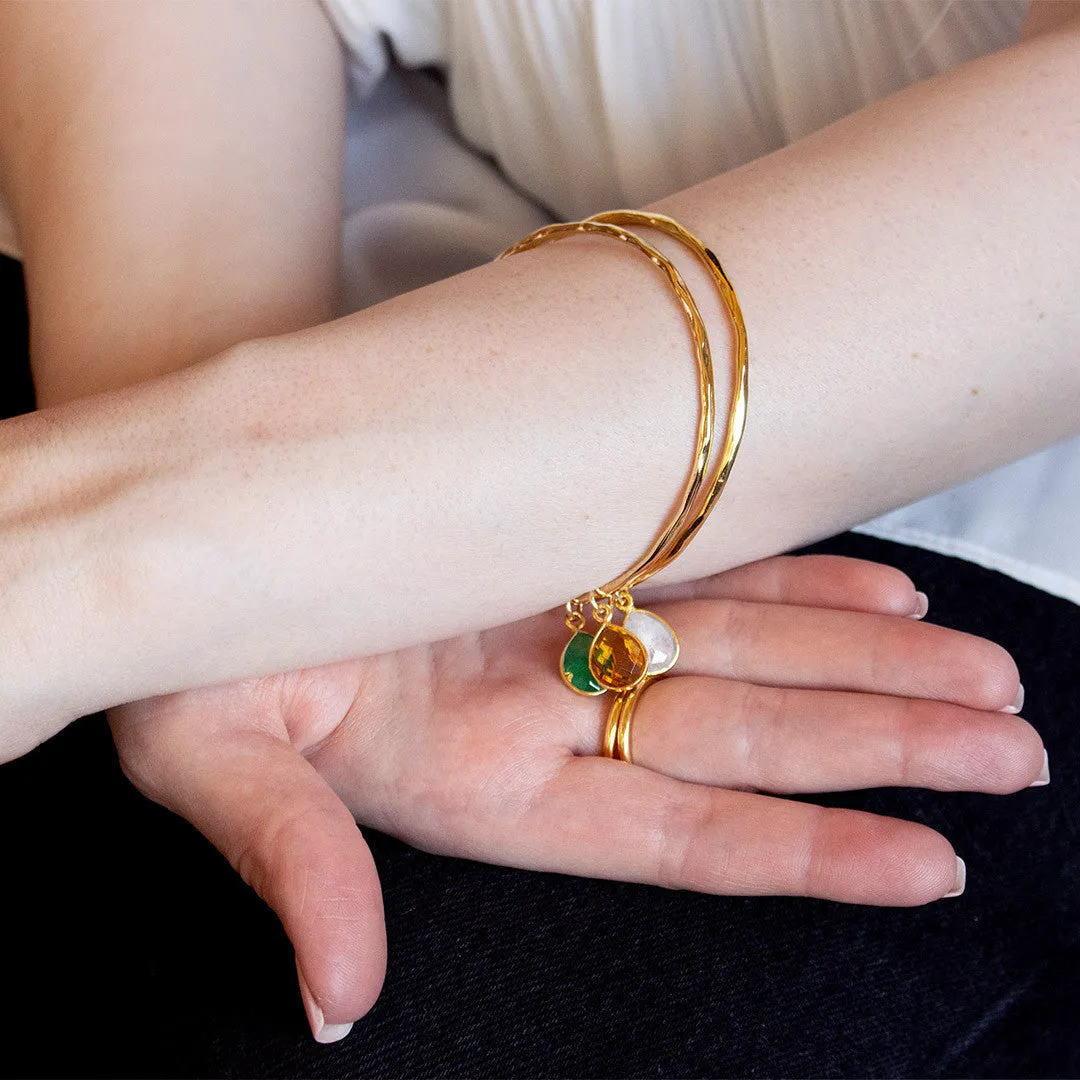 Pink Opal Charm Bangle | Gold - October