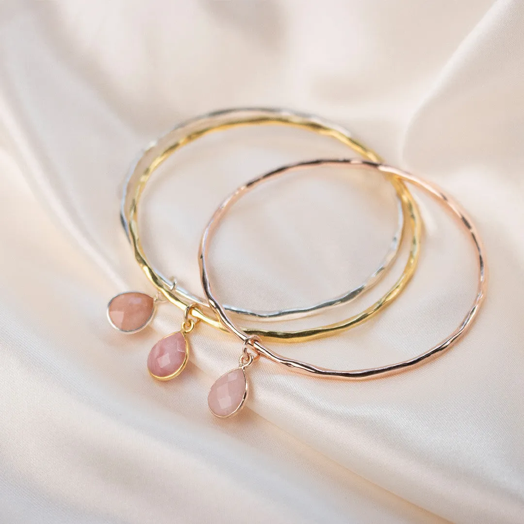 Pink Opal Charm Bangle | Gold - October