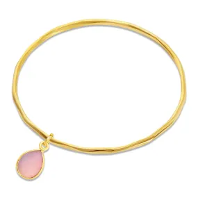 Pink Opal Charm Bangle | Gold - October