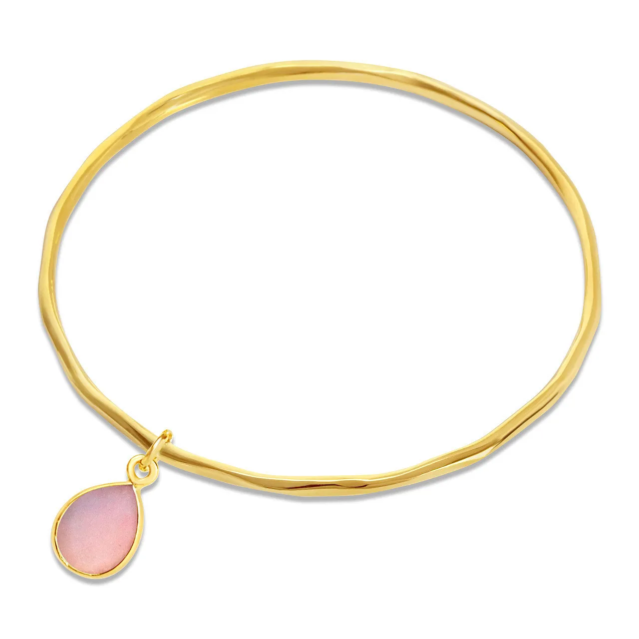 Pink Opal Charm Bangle | Gold - October