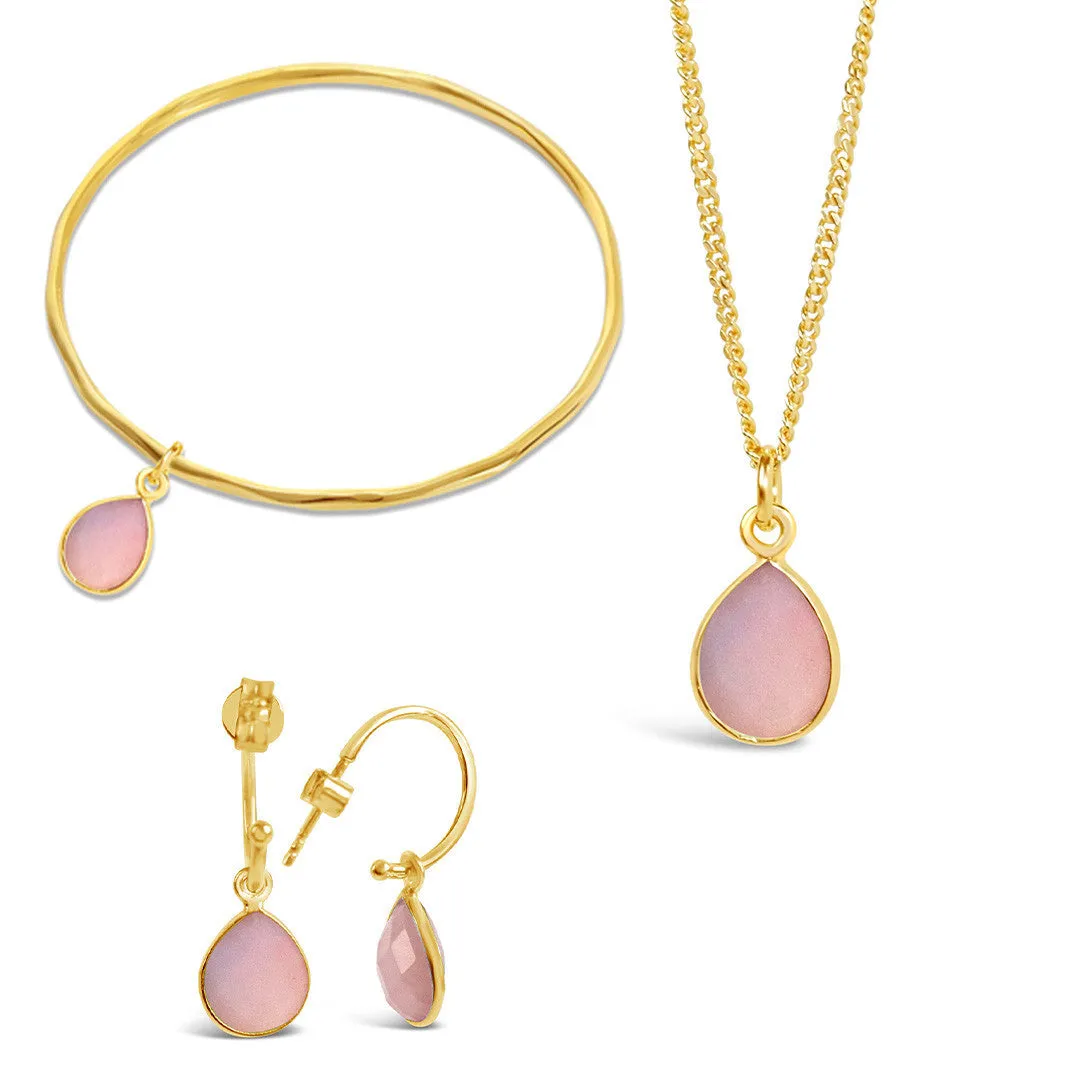 Pink Opal Charm Bangle | Gold - October