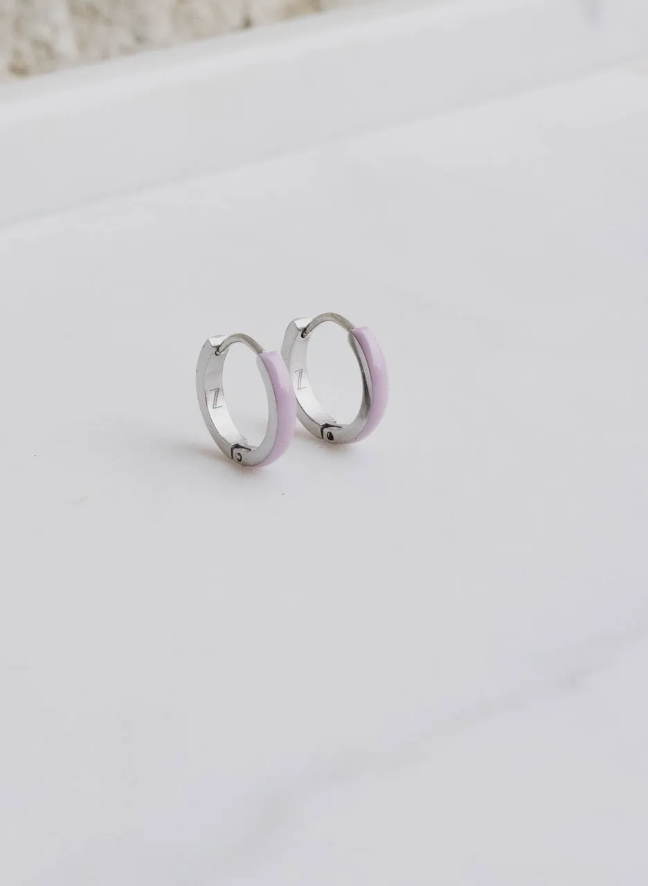 Purple Enamel Zaana Mini Hoops
