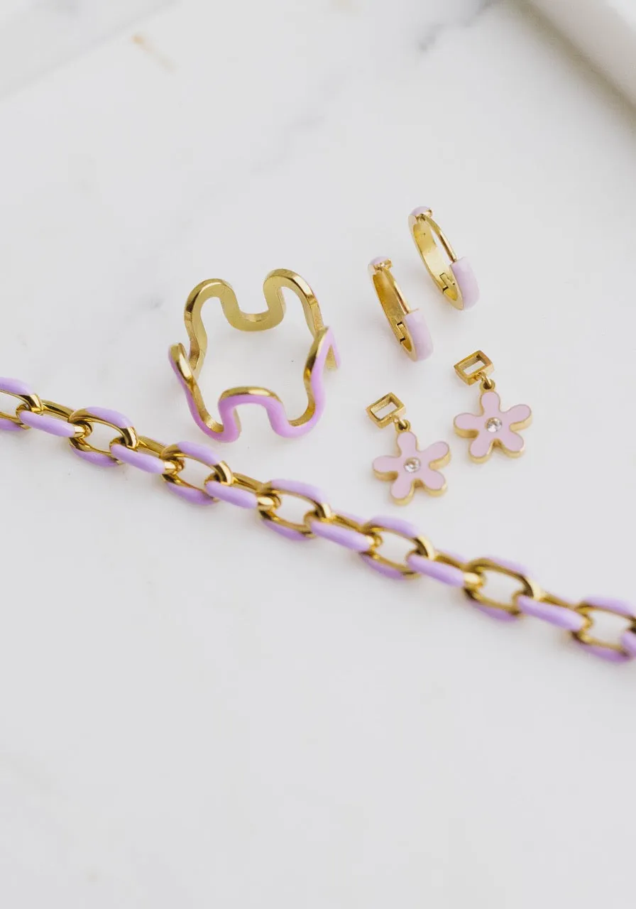Purple Enamel Zaana Mini Hoops