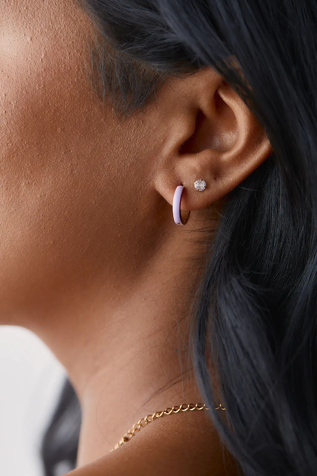 Purple Enamel Zaana Mini Hoops