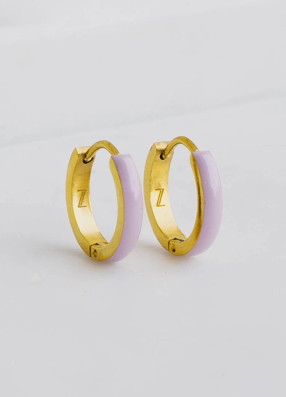 Purple Enamel Zaana Mini Hoops
