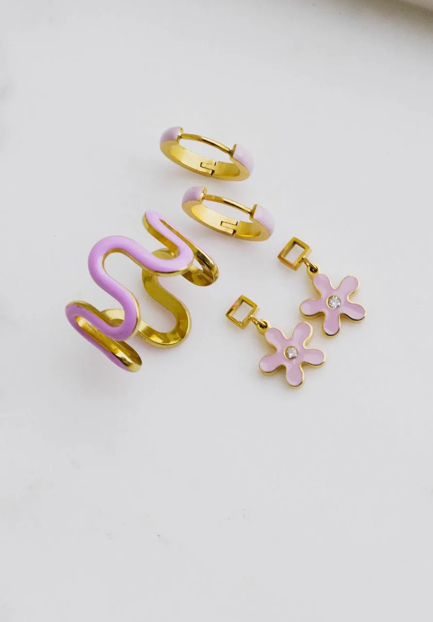 Purple Enamel Zaana Mini Hoops