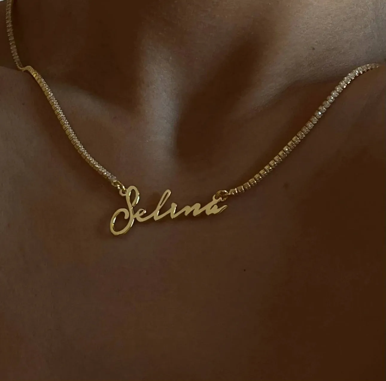 "925 Sterling Silver Custom Tennis Necklace with Name - Personalized Jewelry in Gold, Silver & Rose Gold"