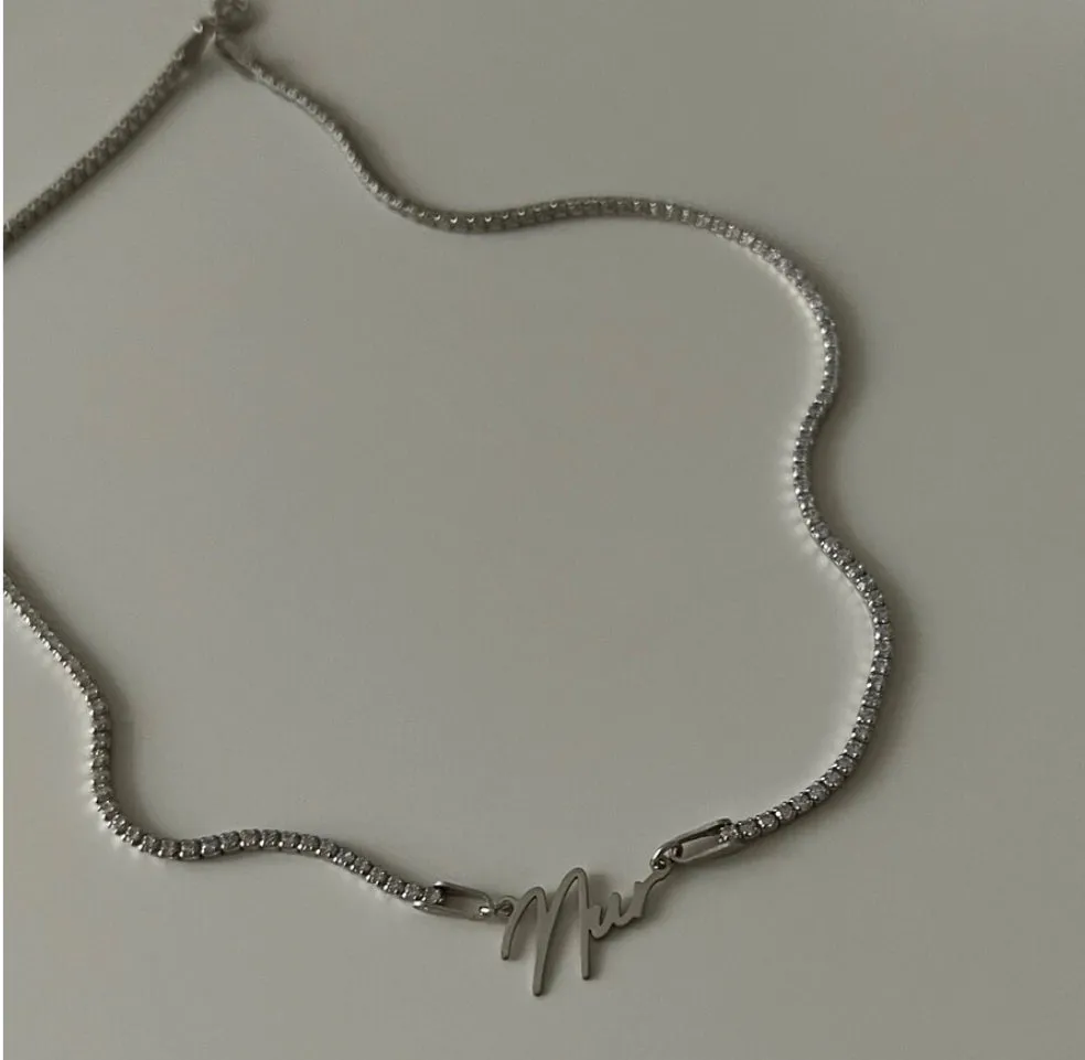 "925 Sterling Silver Custom Tennis Necklace with Name - Personalized Jewelry in Gold, Silver & Rose Gold"
