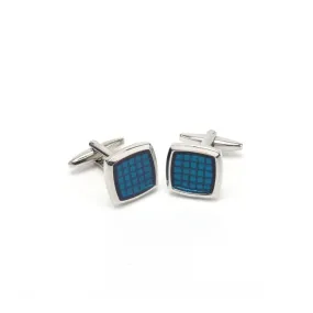 Rectangle Steel Cufflinks Blue/Silver