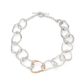Rock Drawing Necklace Silver & Rose Gold