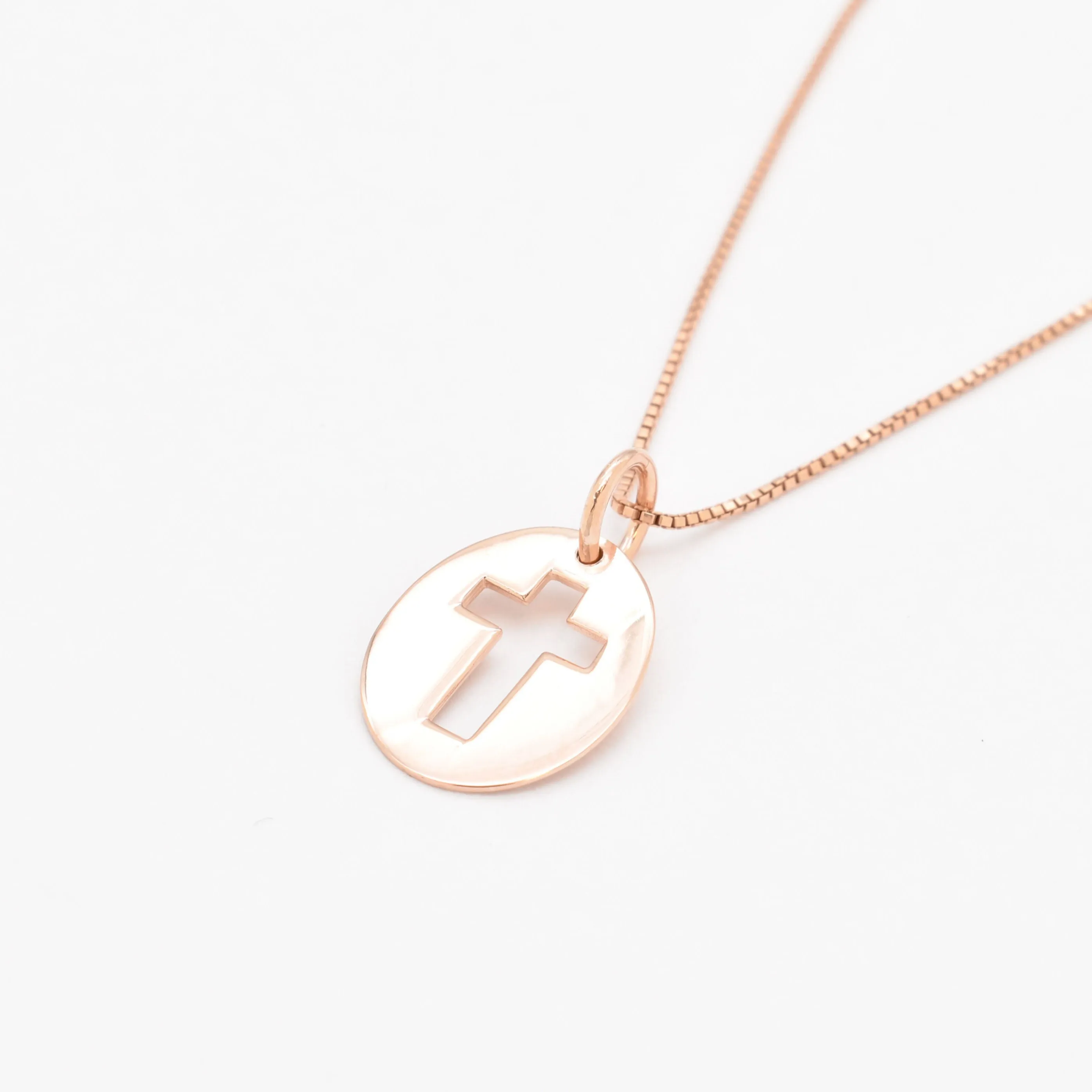 Rose Gold Cross Pendant - Minimalist Cross Necklace - Pink Cross Necklace