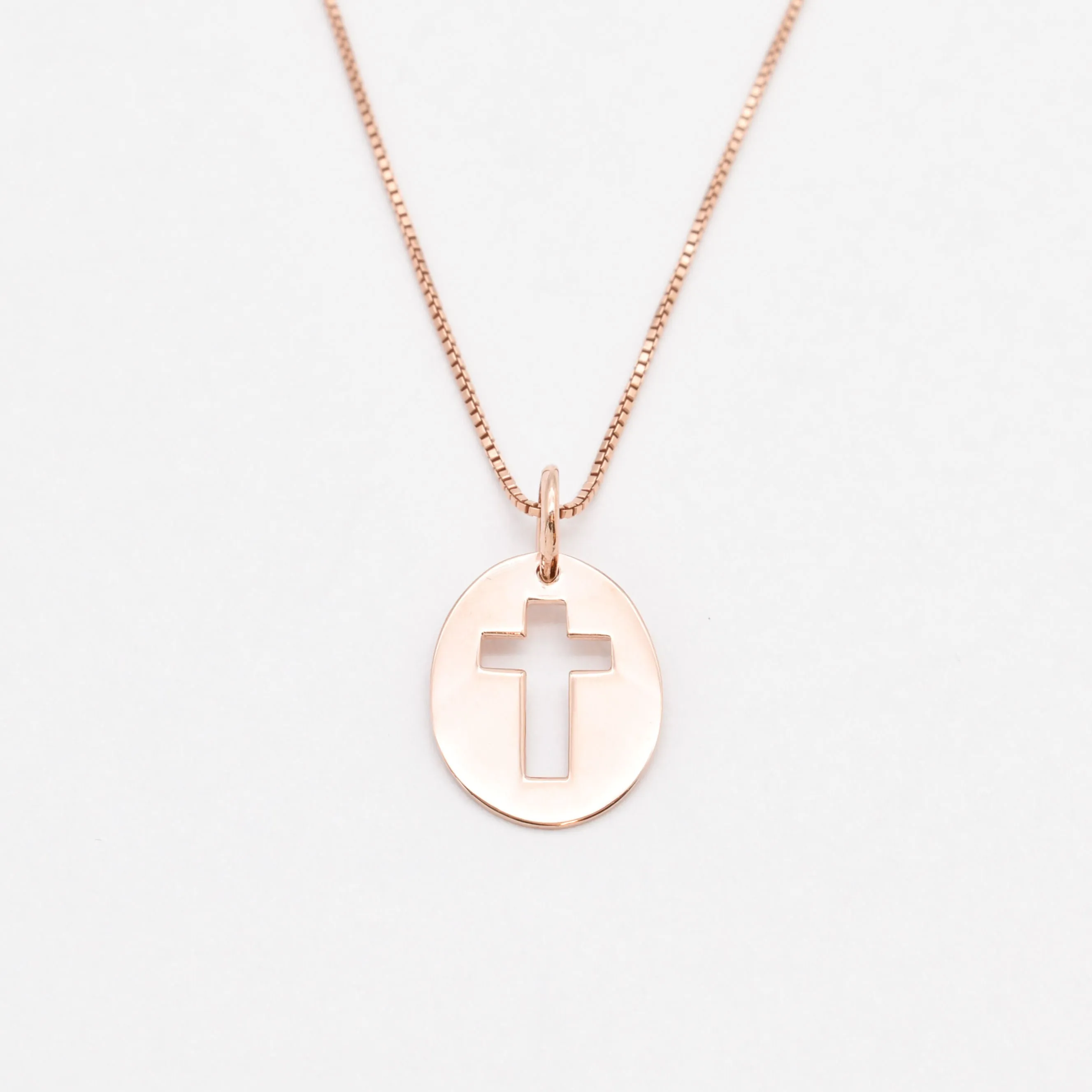 Rose Gold Cross Pendant - Minimalist Cross Necklace - Pink Cross Necklace