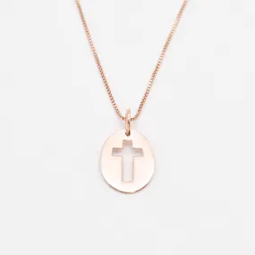Rose Gold Cross Pendant - Minimalist Cross Necklace - Pink Cross Necklace