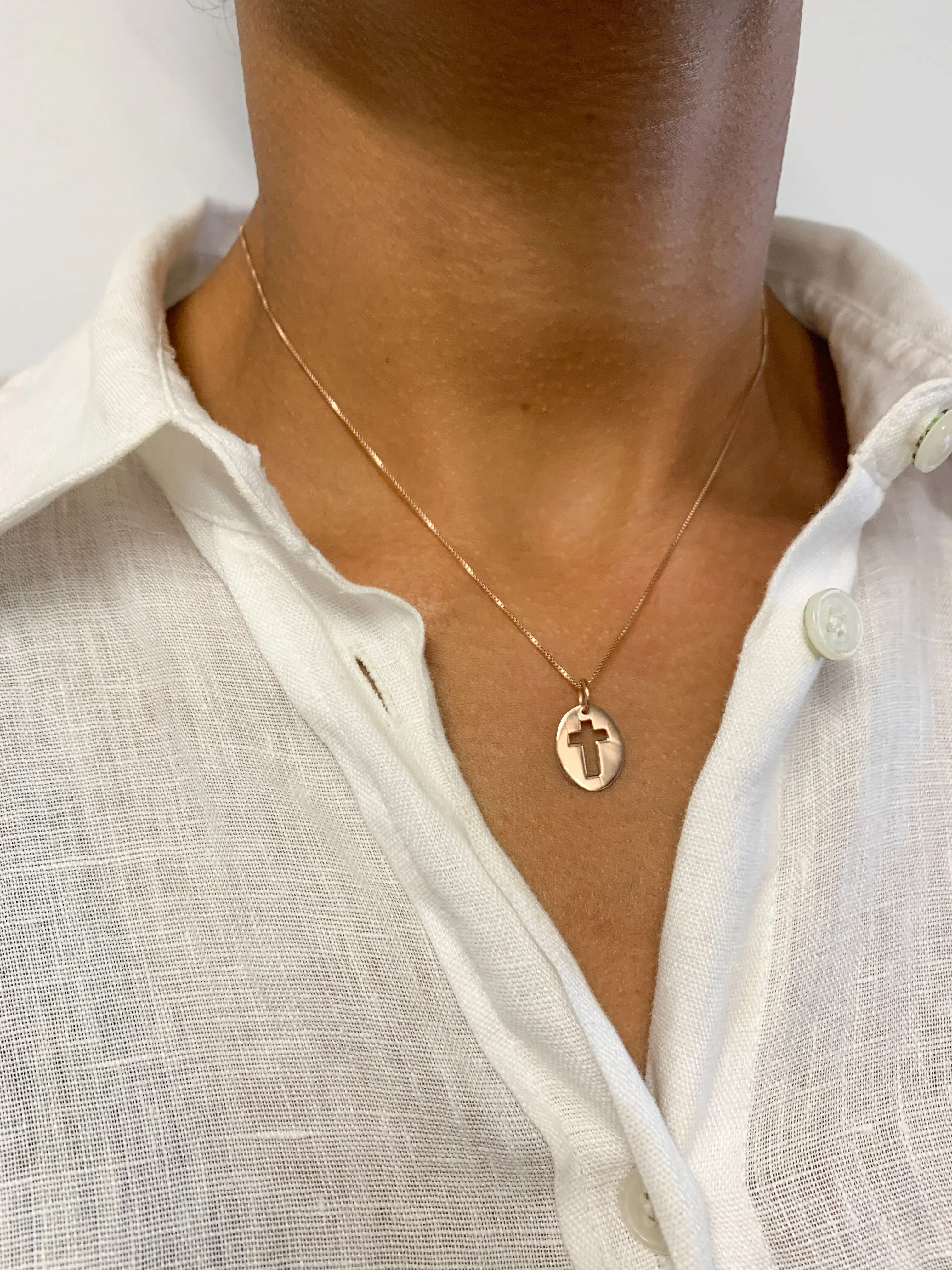 Rose Gold Cross Pendant - Minimalist Cross Necklace - Pink Cross Necklace
