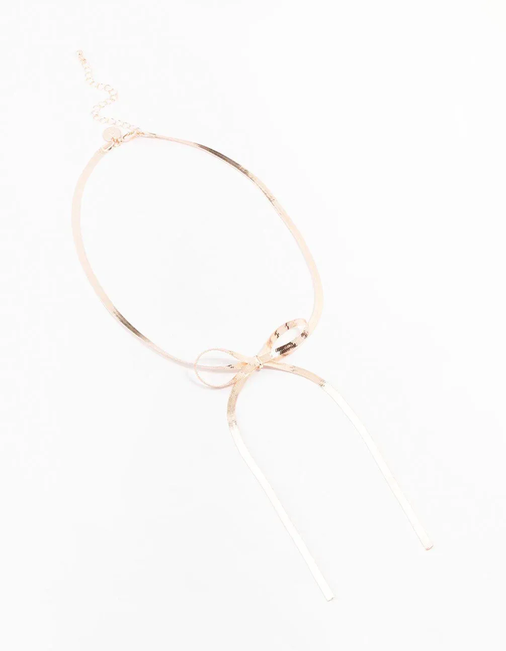 Rose Gold Snake Chain Bow Necklace