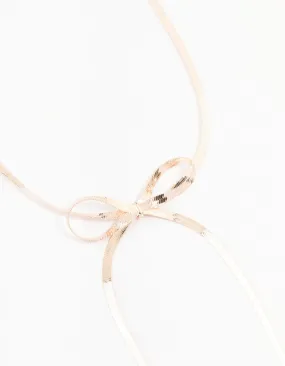 Rose Gold Snake Chain Bow Necklace