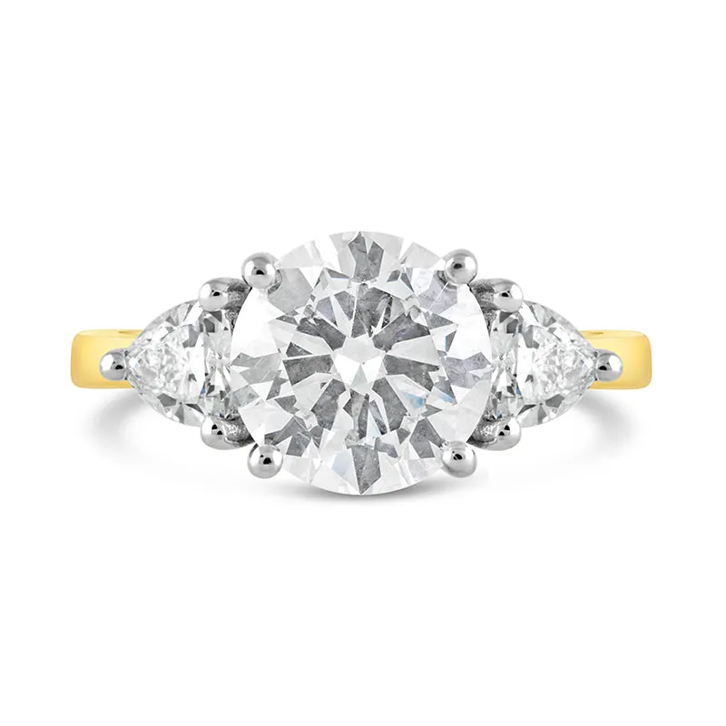Round Brilliant & Trillion Three Stone Engagement Ring 3.71ct