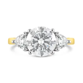 Round Brilliant & Trillion Three Stone Engagement Ring 3.71ct