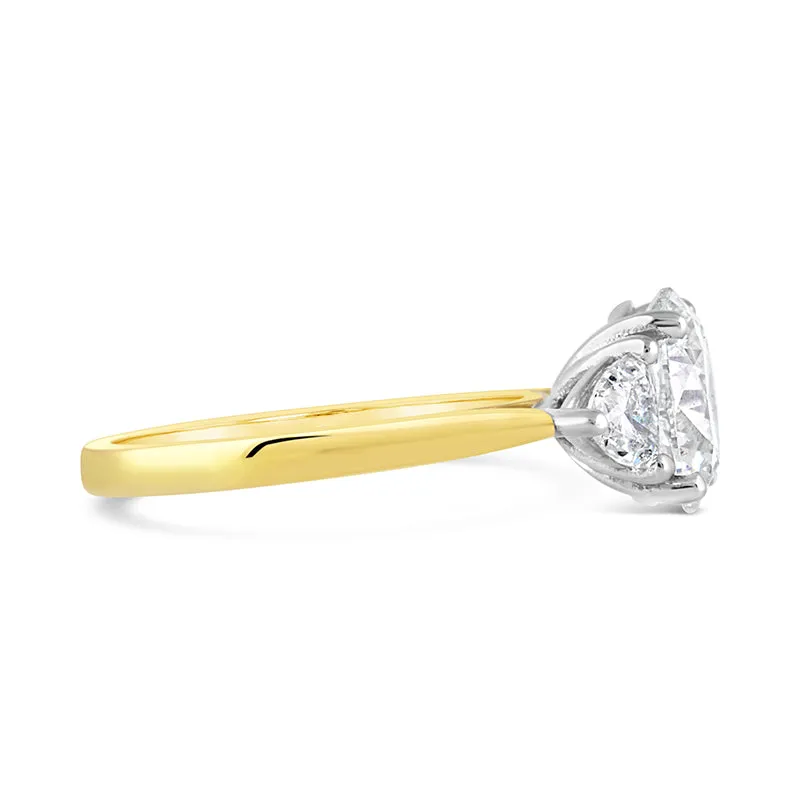 Round Brilliant & Trillion Three Stone Engagement Ring 3.71ct