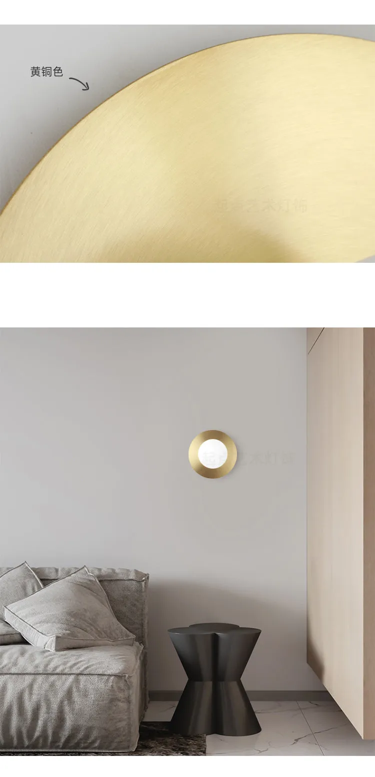 Rund Brass Plate Frosted Glass Mid Century Modern Wall Light / Ceiling Light