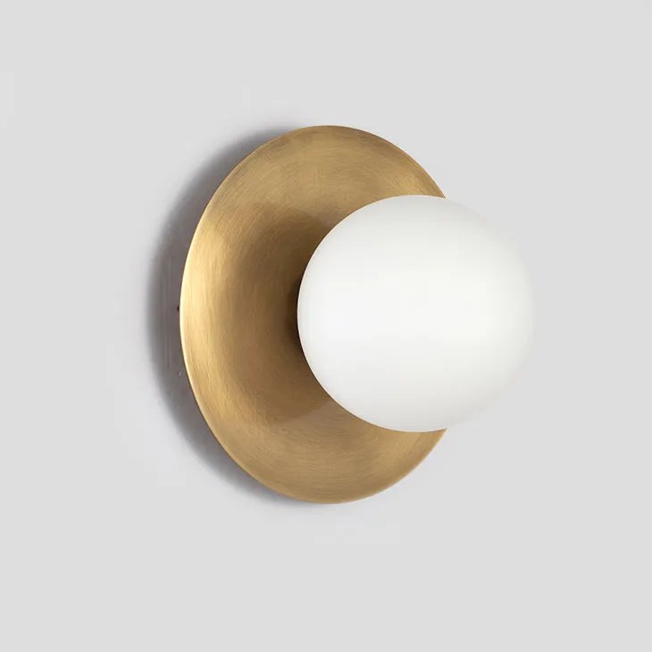 Rund Brass Plate Frosted Glass Mid Century Modern Wall Light / Ceiling Light