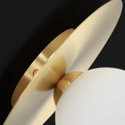 Rund Brass Plate Frosted Glass Mid Century Modern Wall Light / Ceiling Light