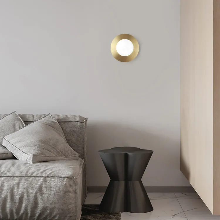 Rund Brass Plate Frosted Glass Mid Century Modern Wall Light / Ceiling Light