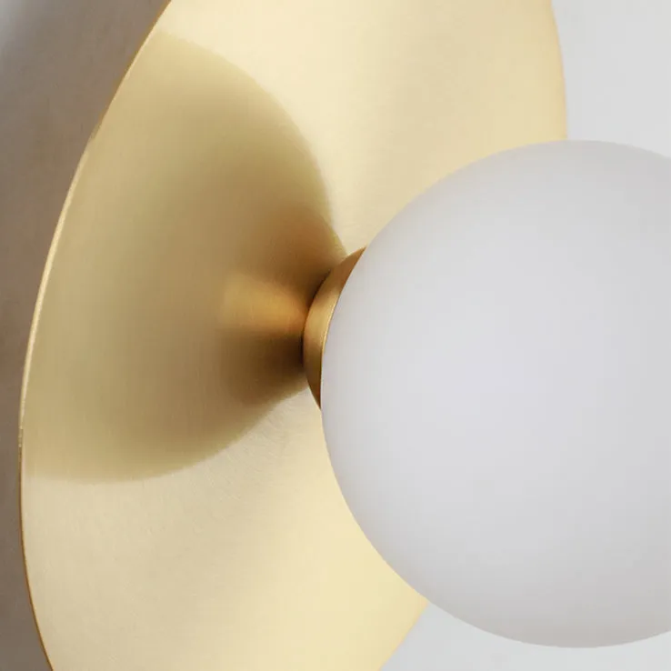 Rund Brass Plate Frosted Glass Mid Century Modern Wall Light / Ceiling Light