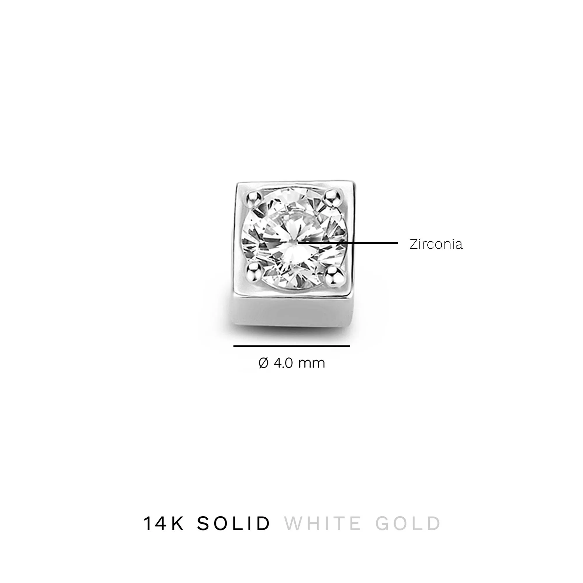 Saint Germain Felie 14 karat white gold cube charm with zirconia stone