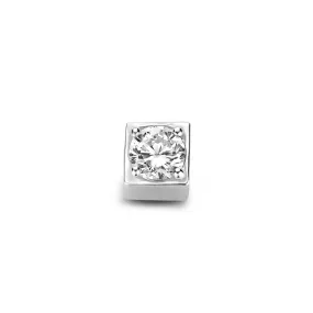 Saint Germain Felie 14 karat white gold cube charm with zirconia stone