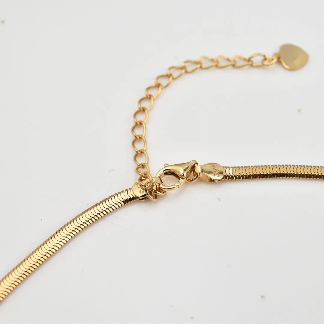 Serpentine Grace Necklace   Ouro Double Bar Bangle in 9K Gold