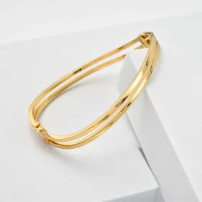 Serpentine Grace Necklace   Ouro Double Bar Bangle in 9K Gold