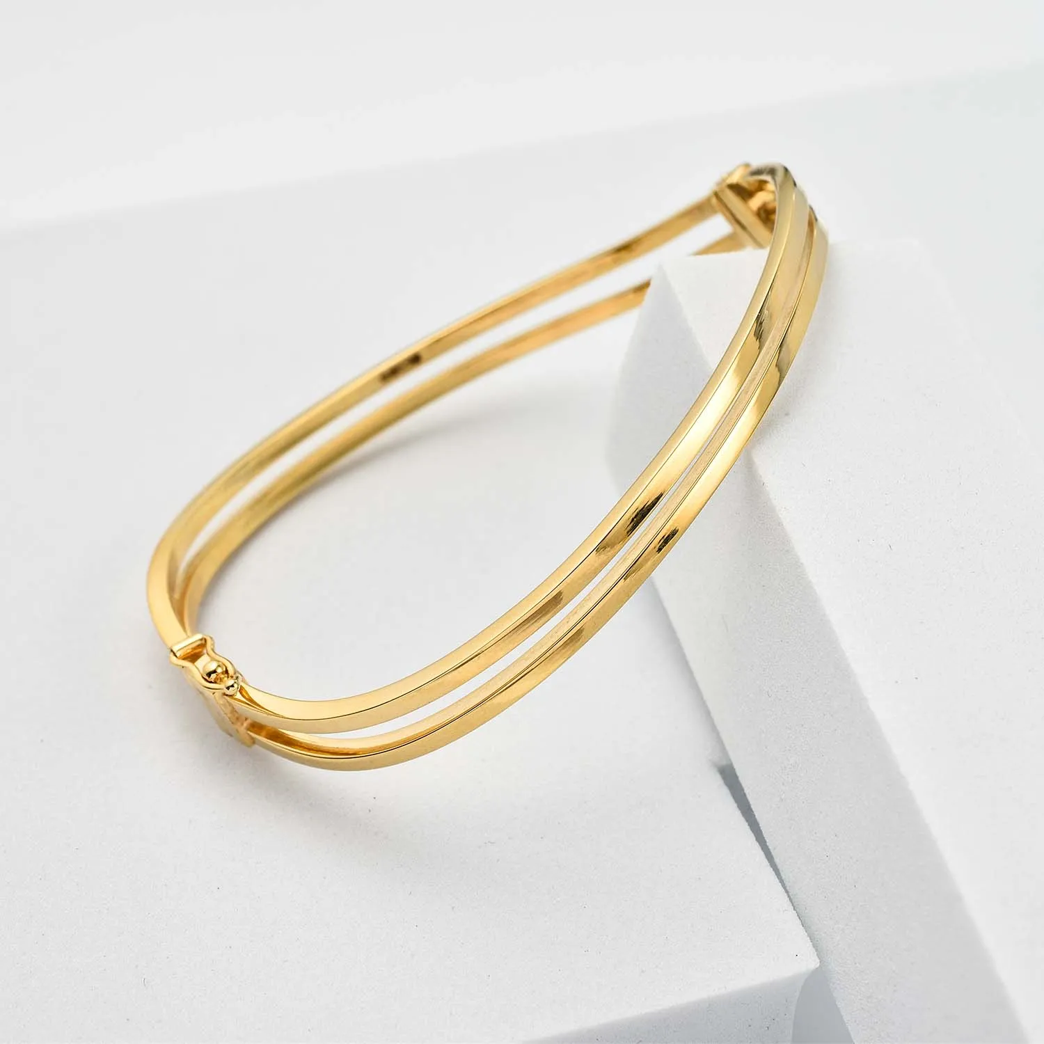Serpentine Grace Necklace   Ouro Double Bar Bangle in 9K Gold