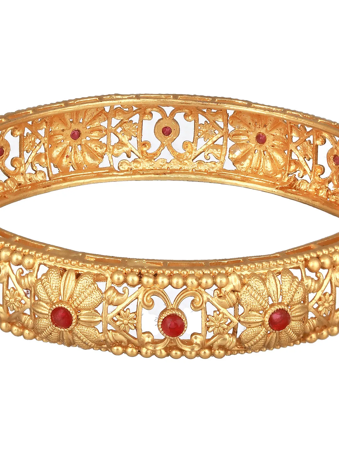 Set Of 2 Gold-Plated Stone-Studded Handcrafted Bangles