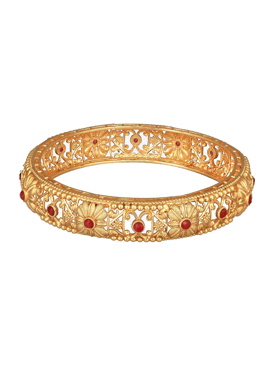 Set Of 2 Gold-Plated Stone-Studded Handcrafted Bangles