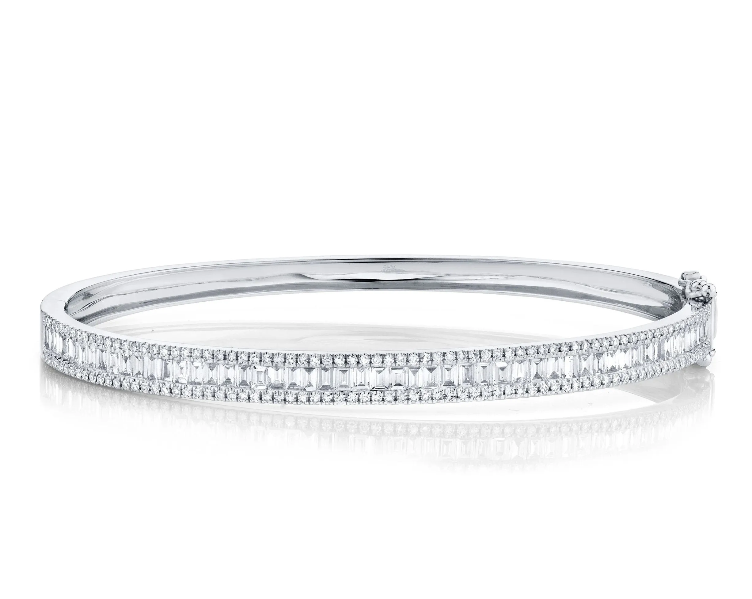 Shy Creation Baguette Diamond Bangle Bracelet