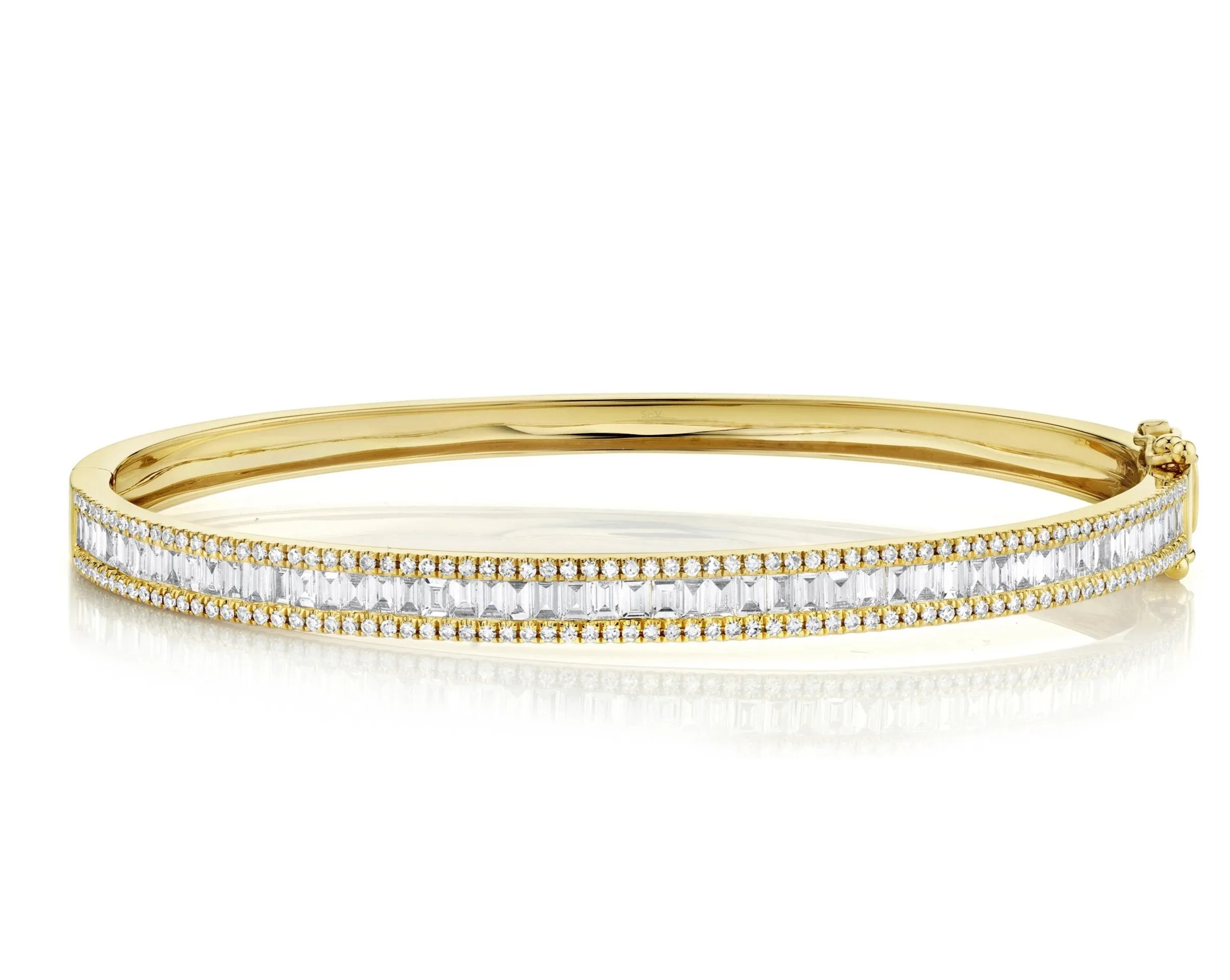 Shy Creation Baguette Diamond Bangle Bracelet