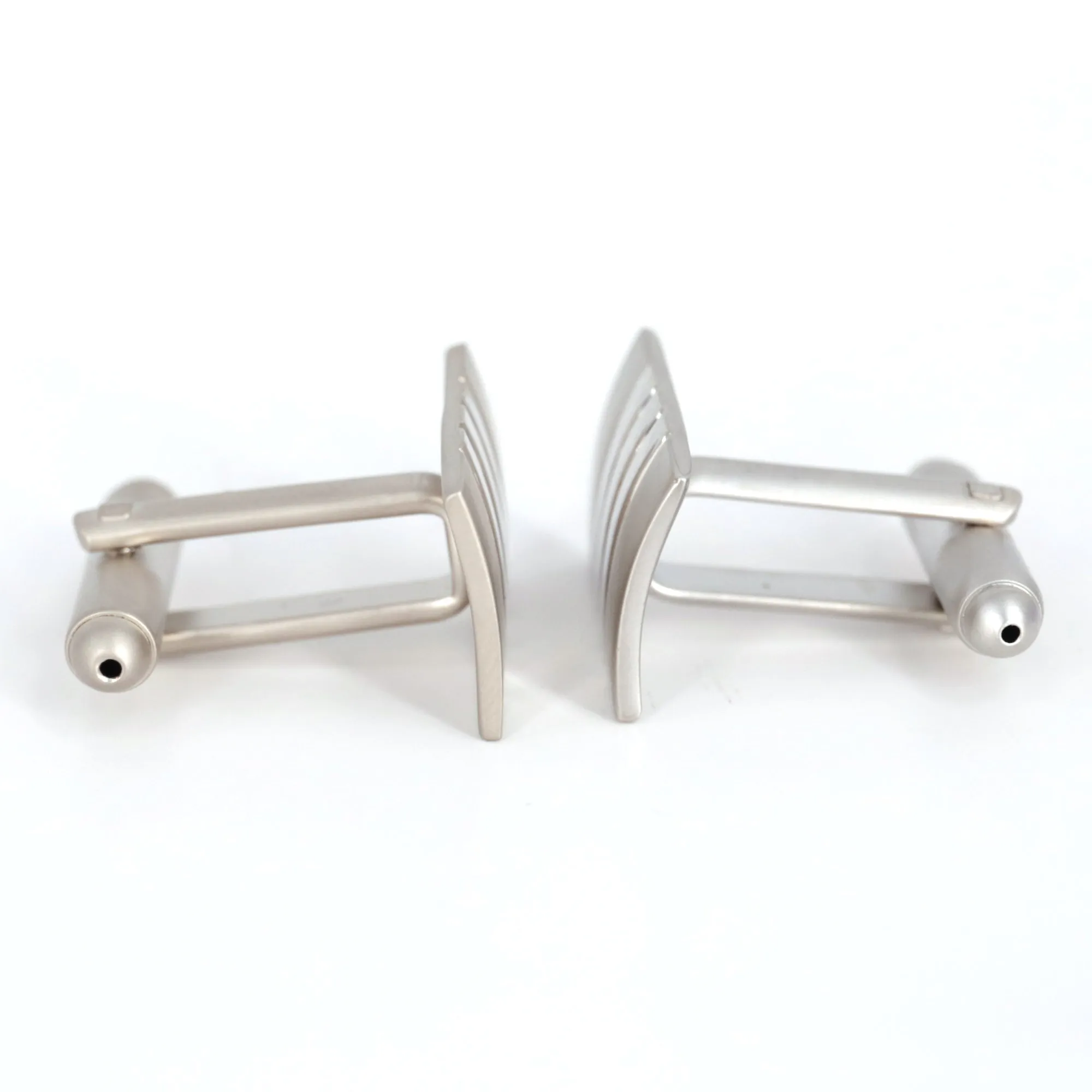 Silver Rectangle Cufflink with Centre Mirror-Finish