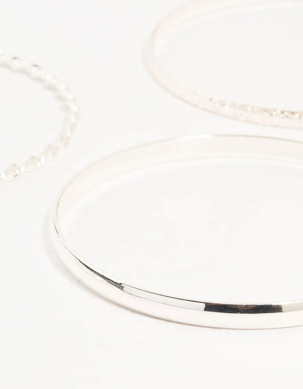 Silver Twisted Bangles 4-Pack