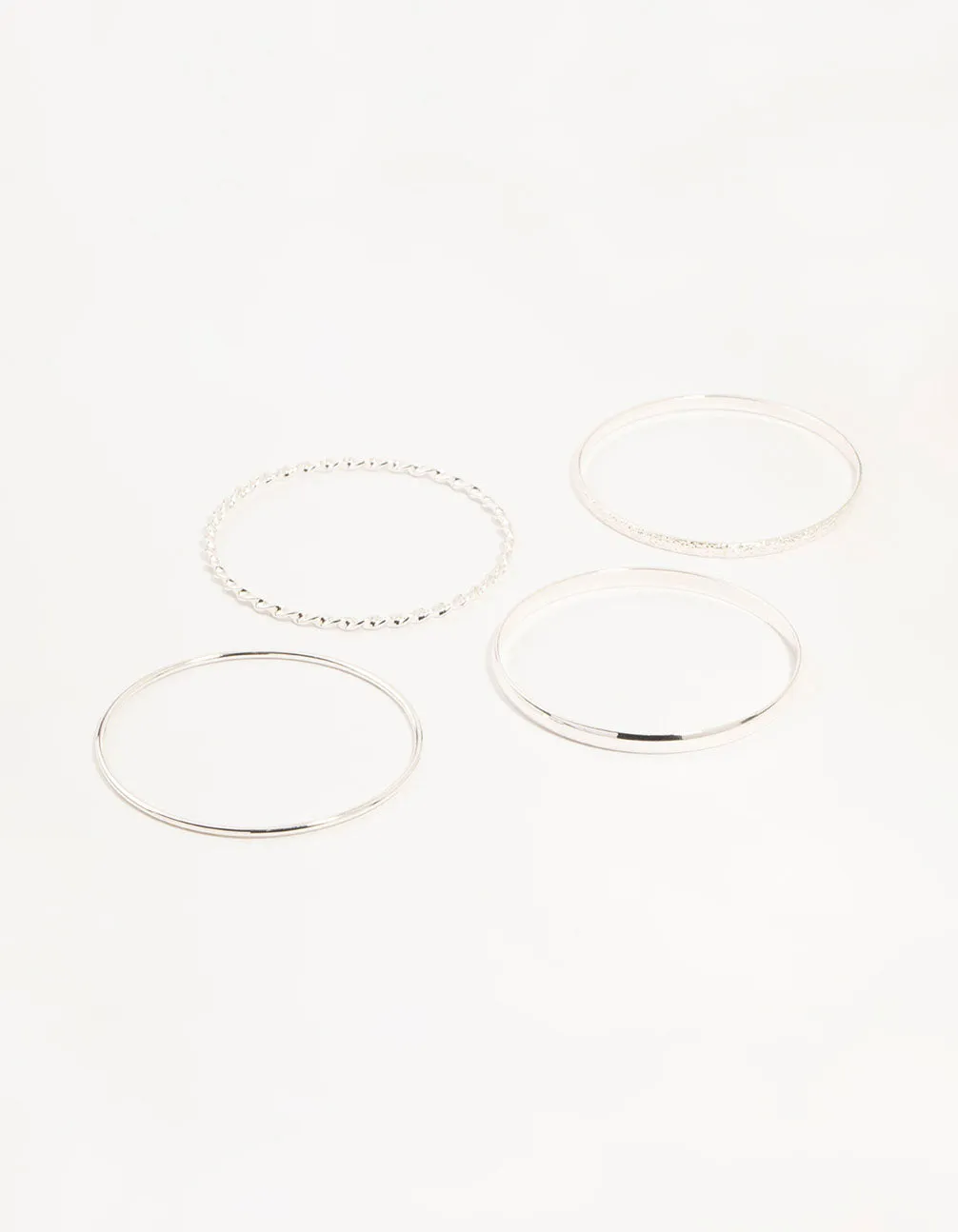 Silver Twisted Bangles 4-Pack