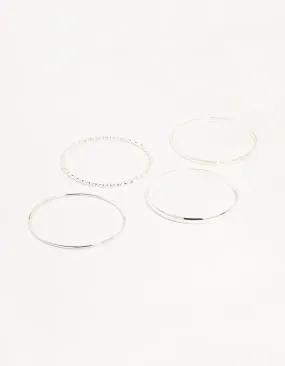 Silver Twisted Bangles 4-Pack