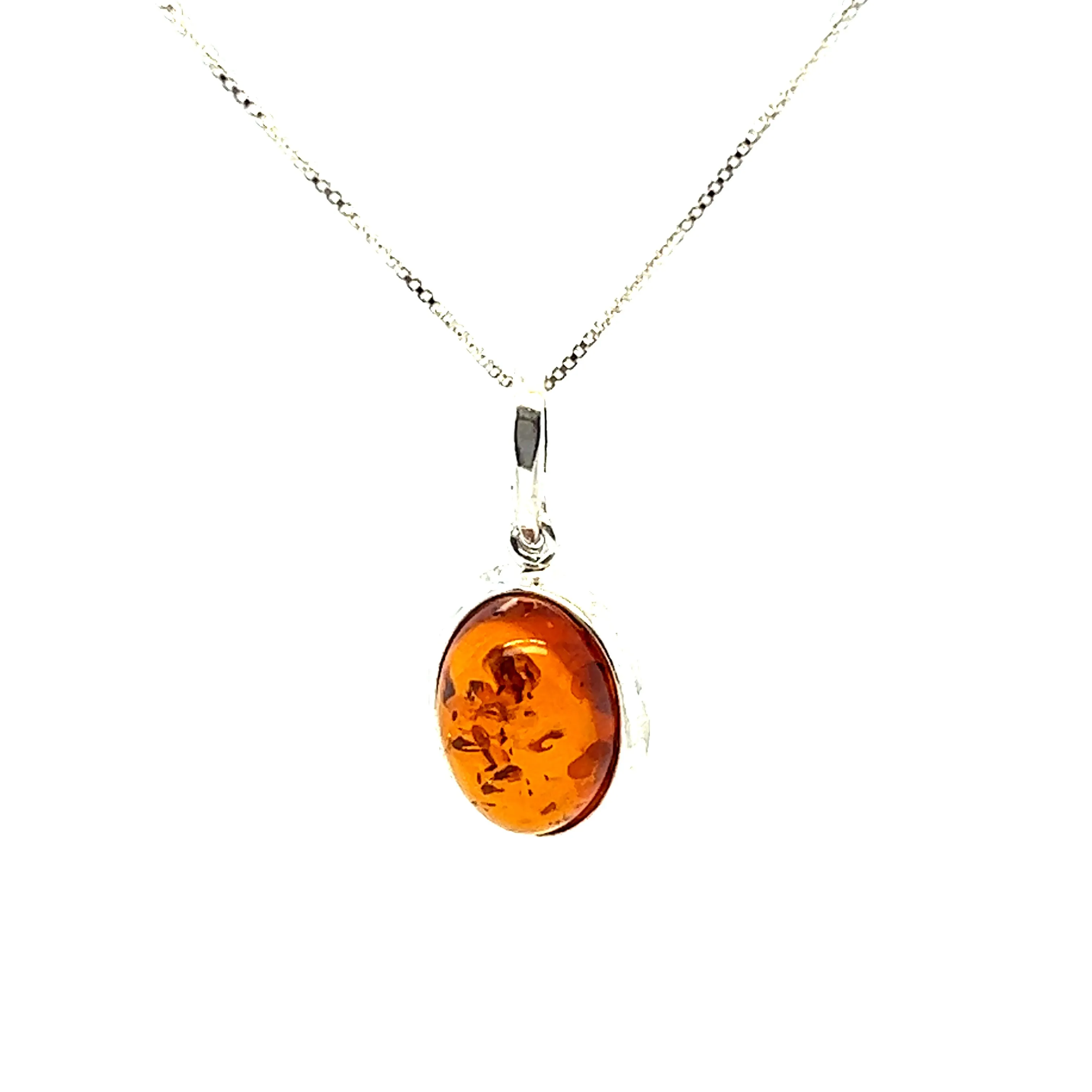 Simple Framed Oval Amber Pendant