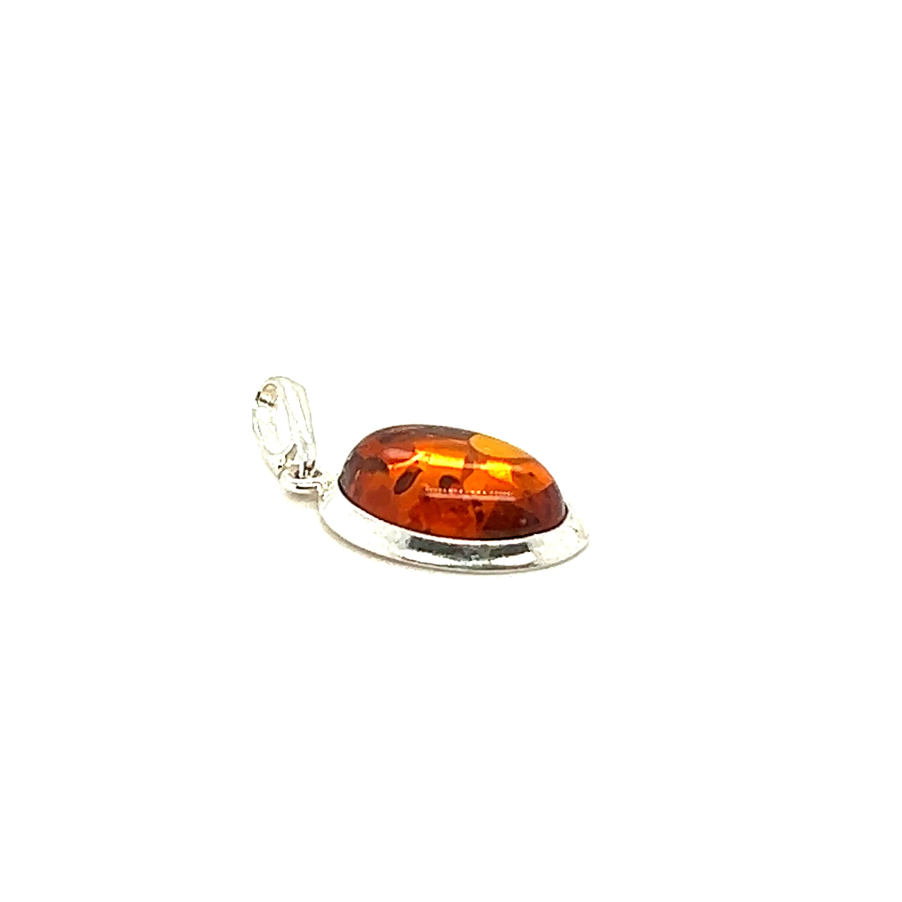 Simple Framed Oval Amber Pendant